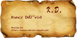 Kuncz Dávid névjegykártya
